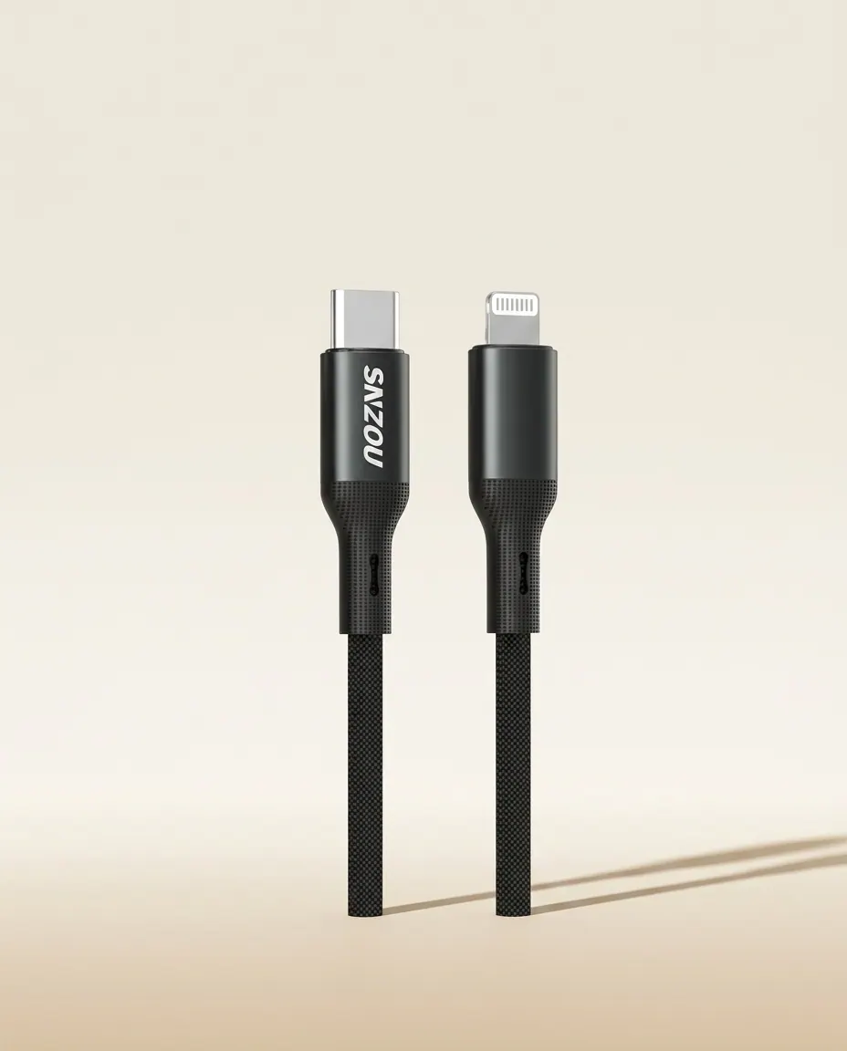 USB-C to Lightning 27W Braided (SN-134) — 27W PD braided Lightning cable.
