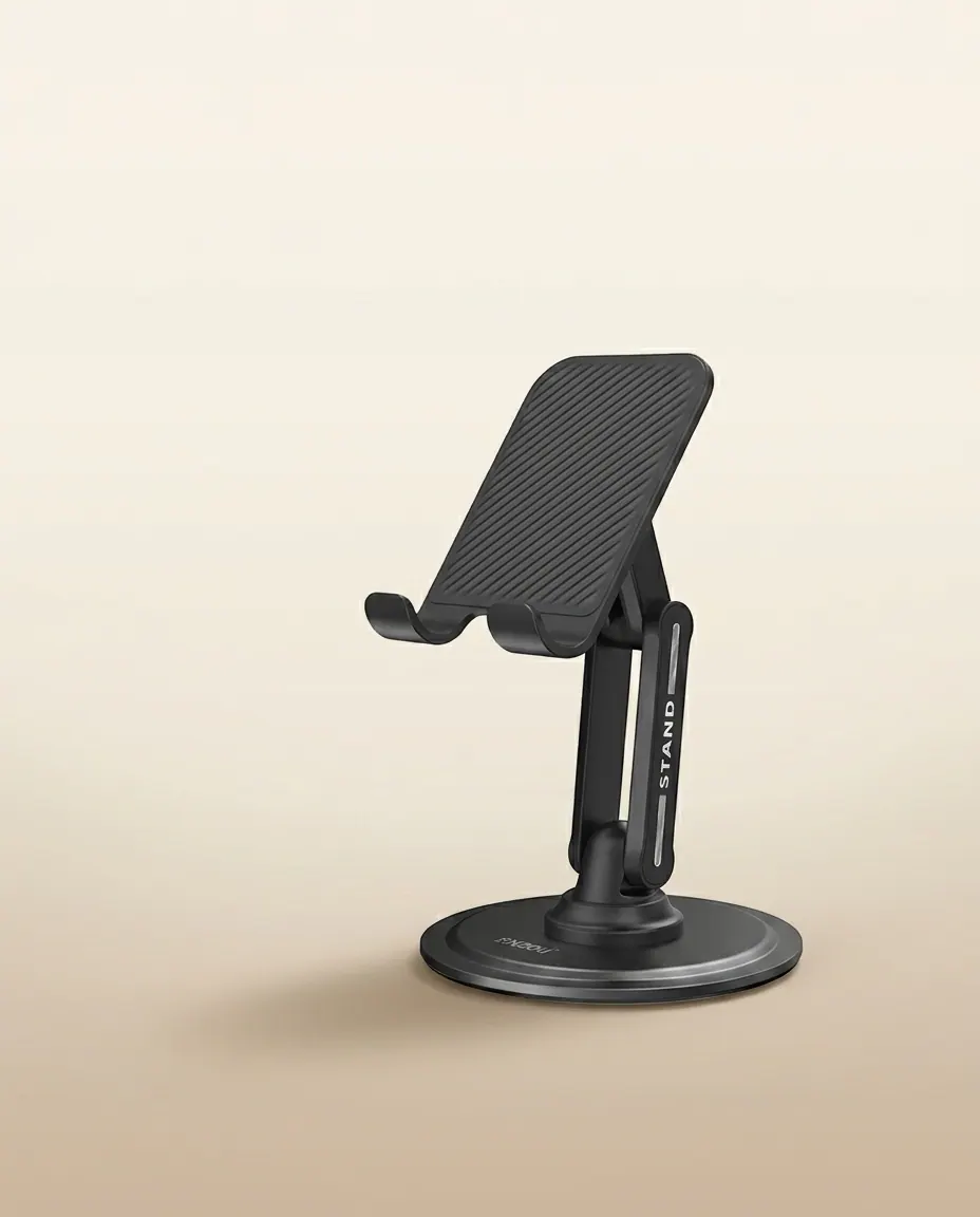 Desktop Rotary Phone Stand (SN-536) — Lifting and folding desktop phone stand.