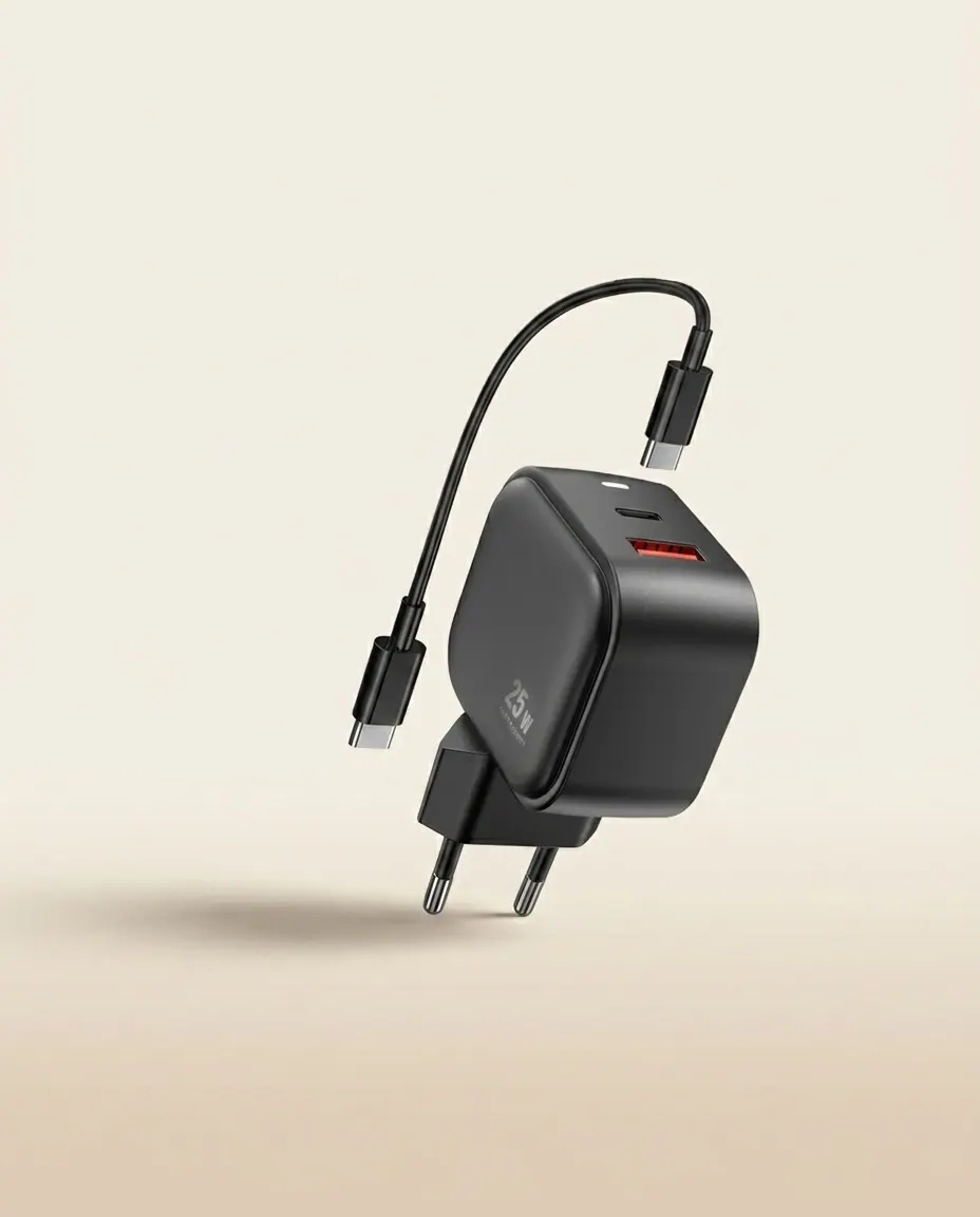 Fast Charger Suit 25W (SN-398) — Travel-ready dual-port charger kit.