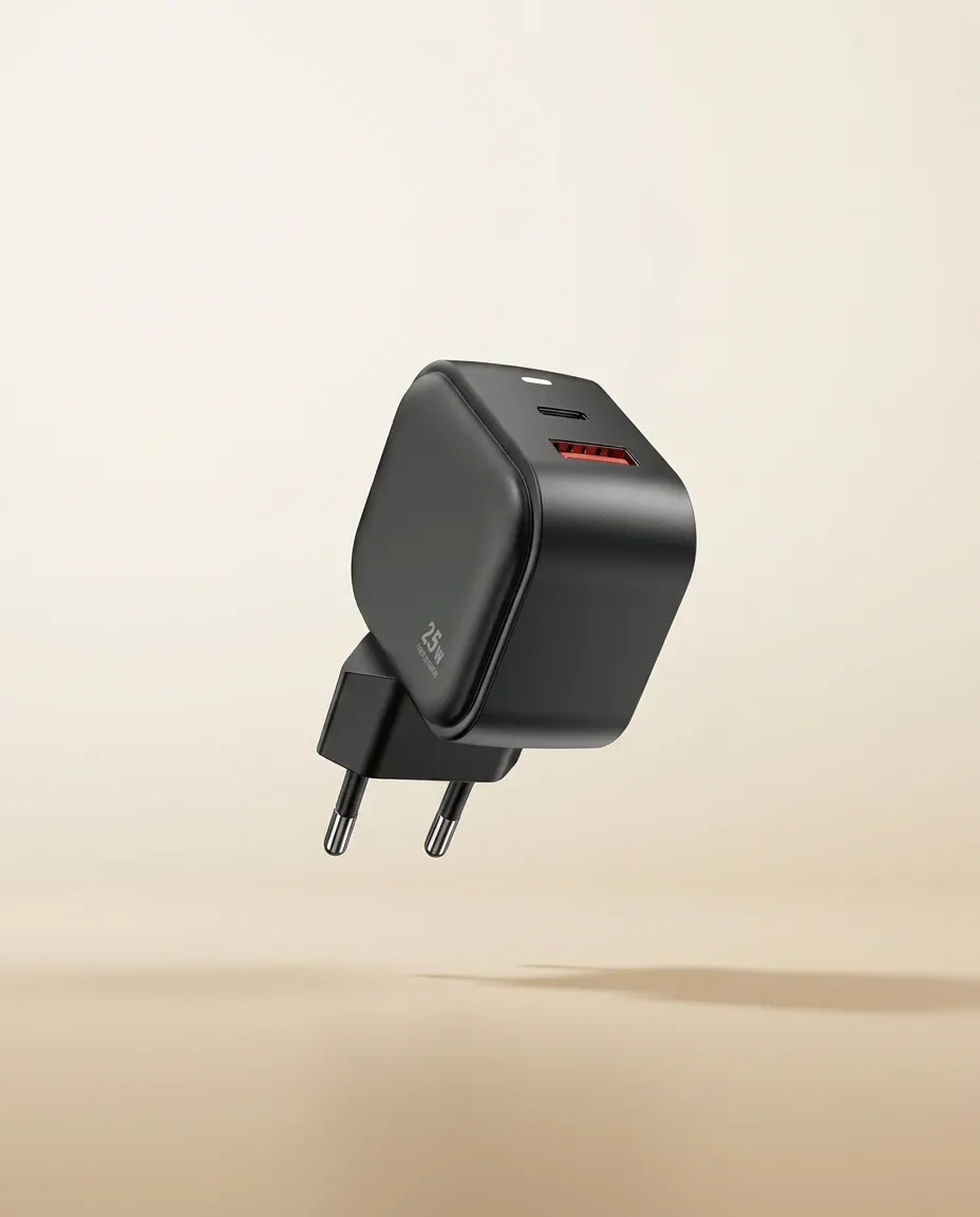 Super Fast Charger 25W (SN-397) — USB-C and USB-A in one compact unit.