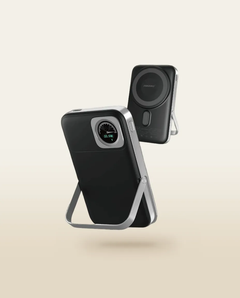 Mag Go Magnetic Power Bank 22.5W (SN-946) — A magnetic power bank that snaps onto your phone and stands on its own.